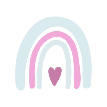 Scandinavian rainbow doodle style. Illustration for for childrens room wall decor.のイラスト素材