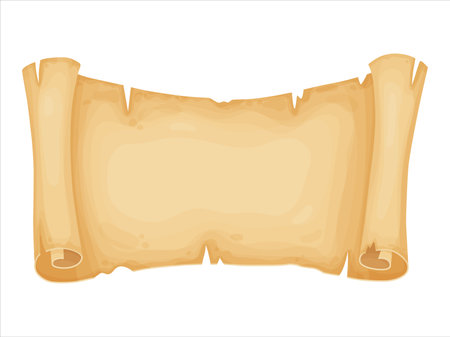 Parchment. Old paper scroll. Vintage letter, certificate, treasure map or historical document. Illustration isolated on white background. Vector illustrationのイラスト素材