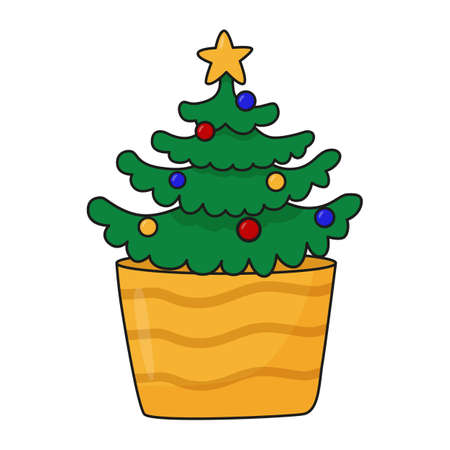 Christmas tree. Simple vector illustration for New Year card, banner. Vector illustrationのイラスト素材