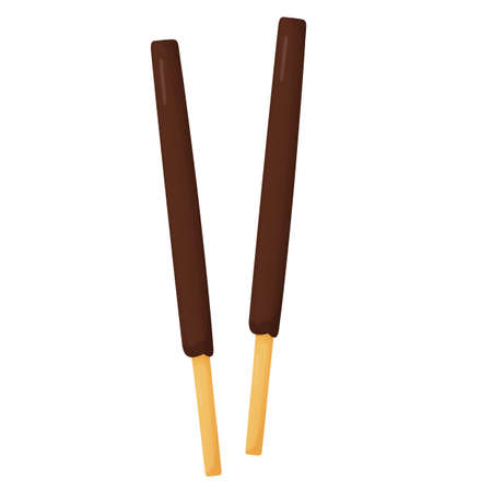 Stick biscuit. Delicious dessert. Brown chocolate snacks. Vector illustrationのイラスト素材