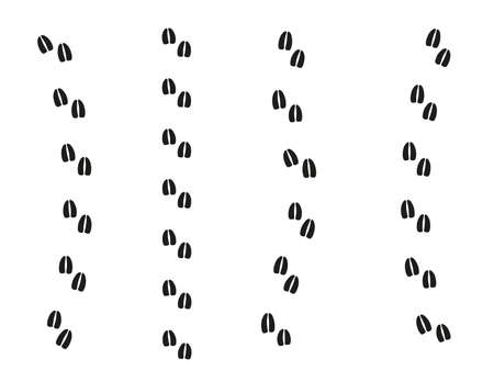 Roe feet tracks. Animals paws and sillhouetts.のイラスト素材