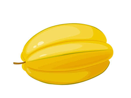 Carambola fruit. Yellow ripe starfruit isolated on white background. Vegetarian food.のイラスト素材