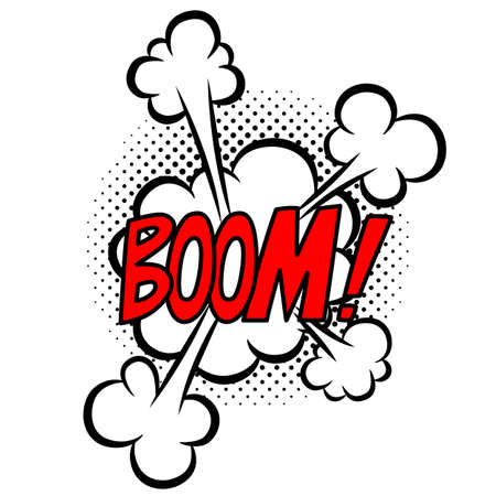 Boom word. Comic speech bubble. Text sound effects.のイラスト素材