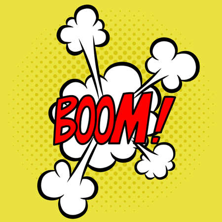 Boom word. Comic speech bubble. Text sound effects.のイラスト素材