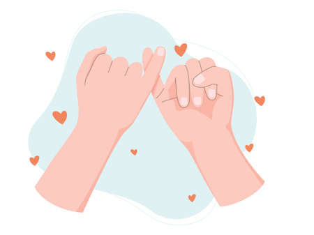 Pinky promise hands gesturing. Concept of reconciliation of friends or lovers.の素材 [FY310188029506]