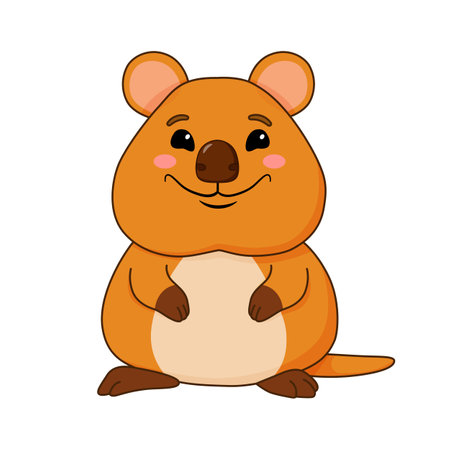 Quokka. Short-tailed kangaroo. A strange marsupial. Illystration in cartoon style.のイラスト素材