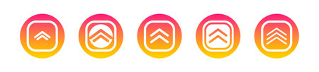 Isolated social media swipe up buttons with gradient on white background. Arrows up in round signs. Vectorのイラスト素材