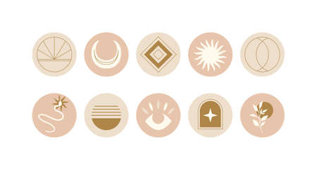 Abstract highlight covers in bohemian style.のイラスト素材