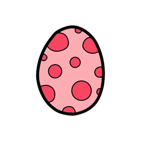 Easter hand drawn decorative ornate egg isolated on white background. Doodle cute vector element. Colored cartoon egg sign. Design cards, easter sticker, wrapping paper, pattern elements, logotype.のイラスト素材