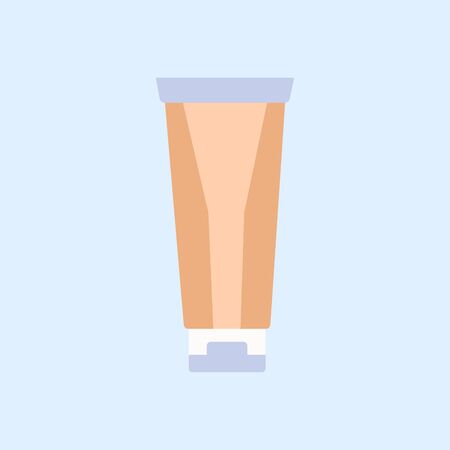Face and body cream in flat style isolated on blue background. Protective sun cream. Vector stock illustration. Sign silhouette. Medical natural remedy. Simple icon.Web site page, mobile app design.のイラスト素材