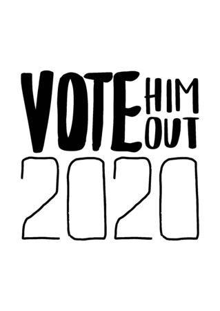 Check mark Vote 2020.US American presidential election 2020.Vector outline lettering isolated.Vote...
