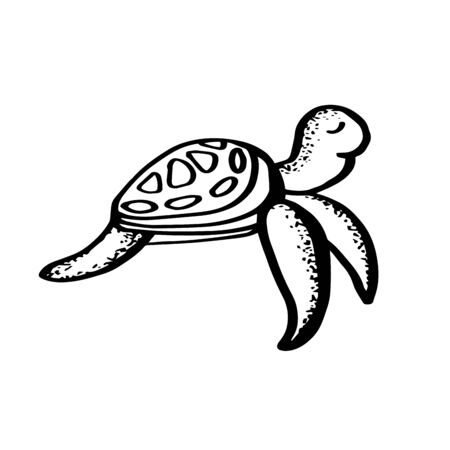 Sweet sea animal in doodle style isolated on white background. Vector outline ocean animal illustration for nursery t shirt, kids apparel, party and baby shower invitation. Simple summer child design.のイラスト素材