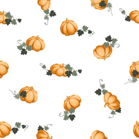 Seamless pattern with pumpkins on white background. Vector illustration.のイラスト素材