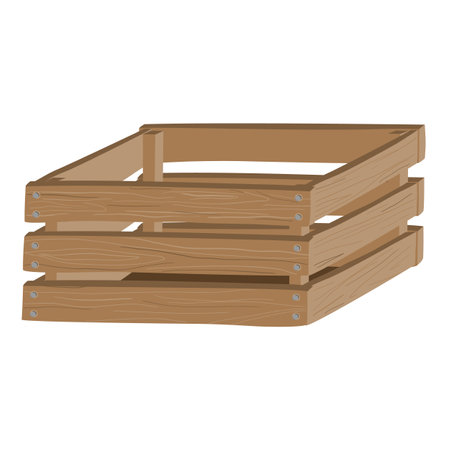 A wooden box drawn by hand. Uneven lines. Vector illustrationのイラスト素材