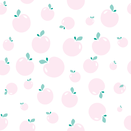 Fresh and fruity Vector illustration. Pink and green seamless pattern can be used as Cute and lovely postcard, fruits background, romantic giftcard or paper wrap image.のイラスト素材