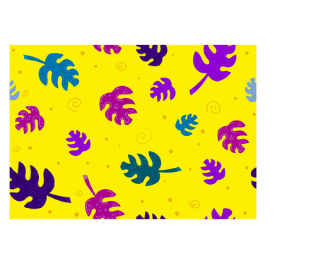 Dark yellow vector seamless pattern or background with different tropical leaves and plants in pink and violet colors.のイラスト素材