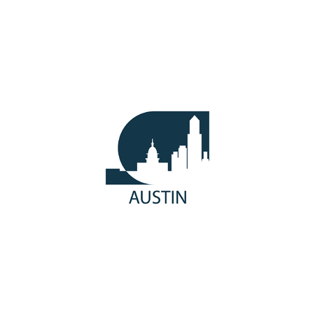 USA America Austin city modern landscape skyline panorama vector logo iconのイラスト素材