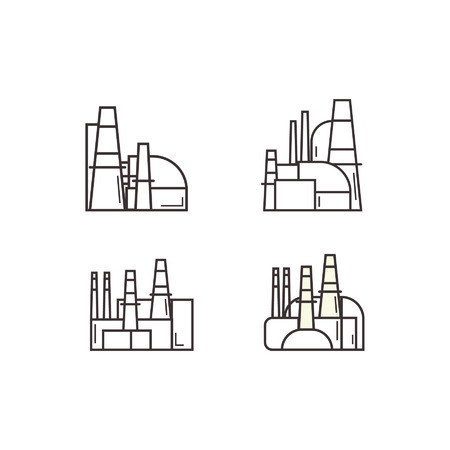 Industrial factory icon vector set. Line manufacturing logo condeptのイラスト素材
