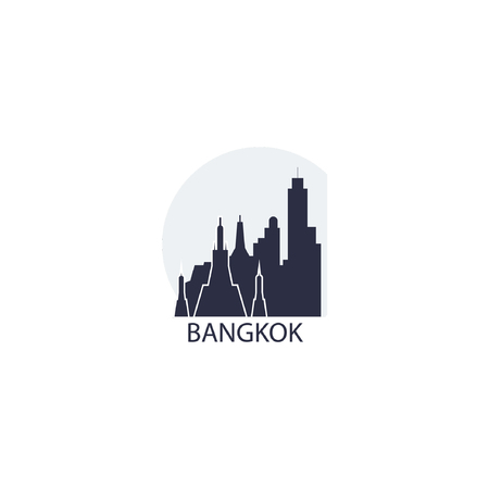 Thailand capital Bangkok city panorama view landscape flat modern icon logoのイラスト素材