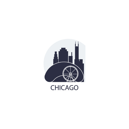 USA Chicago city modern city landscape skyline panorama silhouette vector logo cool iconのイラスト素材