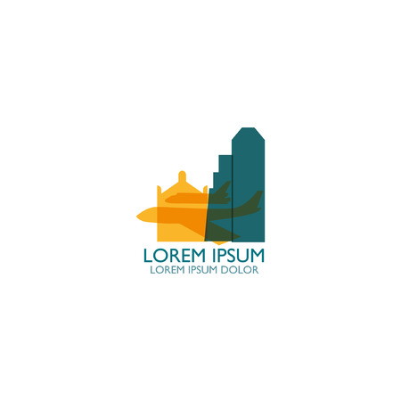 USA Houston city modern cool landscape skyline silhouette panorama vector logo iconのイラスト素材