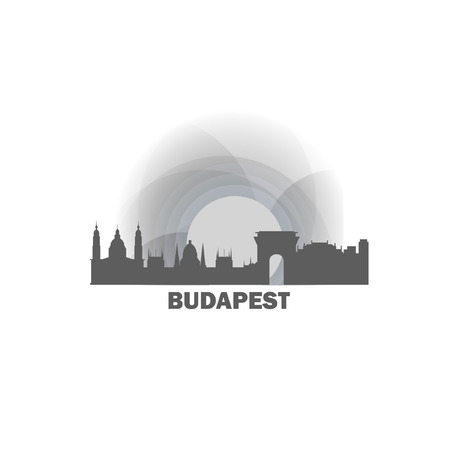 Hungary Budapest capital sunrise sunset city panorama landscape skyline flat icon logoのイラスト素材