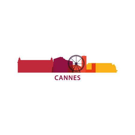 France Cannes city landscape modern panorama silhouette skyline illustration.のイラスト素材