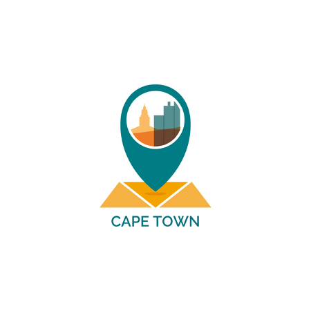 South Africa Cape Town map pin point geolocation modern skyline shape vector illustration.のイラスト素材