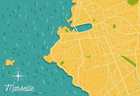 France seaside Marseille city road map. Navigation street tourism vector illustrationのイラスト素材