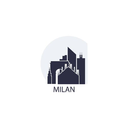 Italy city Milan cool landscape panorama silhouette shape vector logo iconのイラスト素材