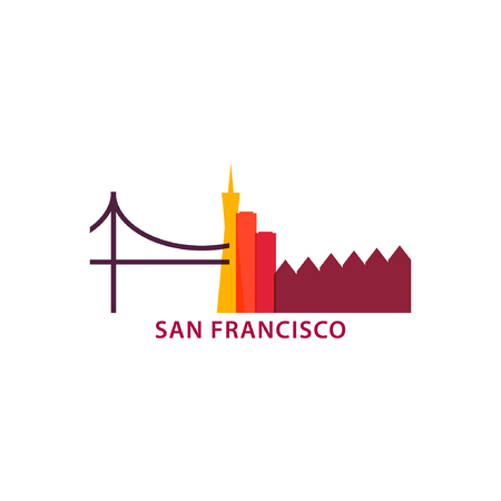 USA San Francisco city landscape skyline panorama silhouette shape vector logo bannerのイラスト素材