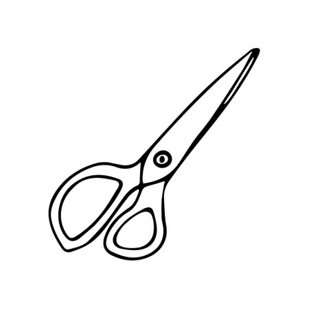 Hand drawn doodle stationery scissors. Office scissors icon. Isolated on a white background.のイラスト素材
