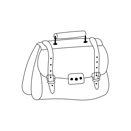 Hand drawn doodle briefcase, leather bag, business briefcase. Isolated on white backgroundのイラスト素材