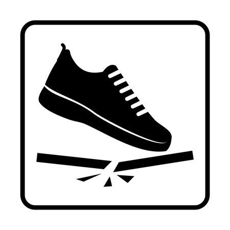 Don't step on it. Vector illustration of fragile or perishable place symbol on packaging, isolated on blank background that can be edited and changed color.のイラスト素材