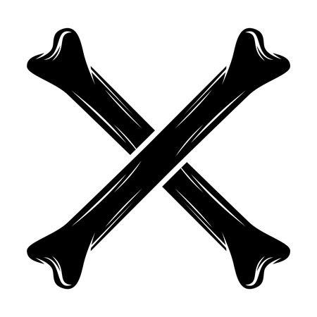 Design element Crossed human skeleton bones flat vector illustration editable or scalable eps file for emblem, badge, sign, engraving, laser cutting, symbol of danger and death.のイラスト素材