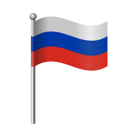 Mini Russian flag flying with a flagpole. Editable and scalable vector illustration eps file, suitable for icons, banners, badges, symbols, and other design needs.のイラスト素材