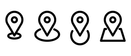 Location pin place marker. Location map pin icon. Map marker pointer icon set line arts. GPS location symbol. Modern map vector icon isolated on white background.のイラスト素材