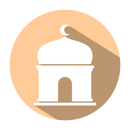 Minimalist Mosque Icon Vector, Editable and Scalable Masjid   Template with Dome and Minaret, For Islamic Designs, Apps and Branding, Perfect for Print and Digital Useのイラスト素材