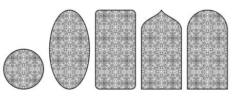 Seamless Floral Geometric Background for CNC Laser Cutting, Bold Symmetrical Design with Frame Variations, High-Quality Vector Illustration, Editable and Scalable EPS File.のイラスト素材