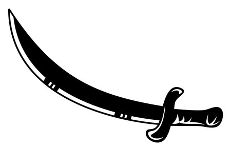 Vector silhouettes of flat-designed Arabian, pirate, and executioner swords isolated on a white background.のイラスト素材