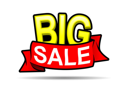 BIG SALE Promotional Tag, Isolated on White Background. Flat Style Icon or Symbol for Advertising and Marketing, Editable Scalable Vector Illustration EPSのイラスト素材