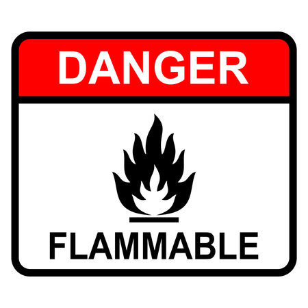 Danger Flammable Liquid Warning Sign with Blazing Fire Icon. Editable and Scalable Vector EPS File,...