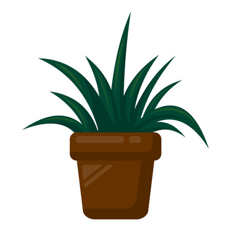 Potted plant vector illustration isolated on white background. Perfect for icons, logos, signs, stickers, and templates. Editable and scalable EPS file for design projects.のイラスト素材