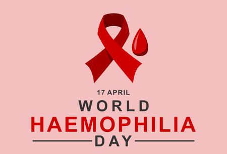 World Hemophilia Day Vector Illustration with Red Ribbon and Blood Drop, April 17 Awareness Graphic for World Haemophilia Day, Medical Support Symbol Designのイラスト素材