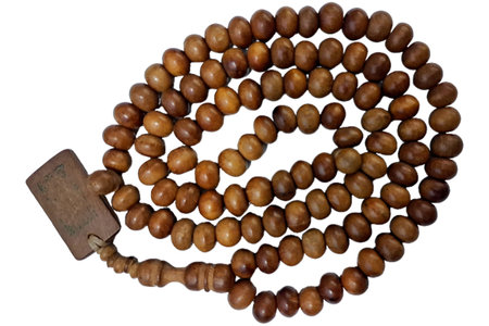 Tasbih Islamic Prayer Beads with Rectangular Marker, Isolated for Graphic Design and Faith Conceptsの写真素材