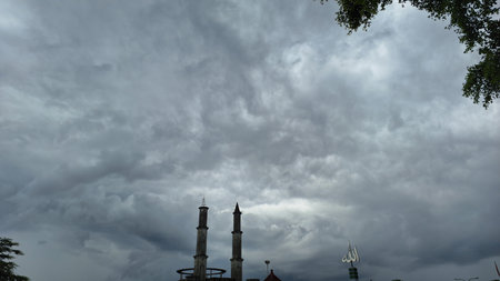 Cloudscape with Dark Overcast Skies Before Rain, Natural Atmospheric Texture for Design, Wallpaper,...
