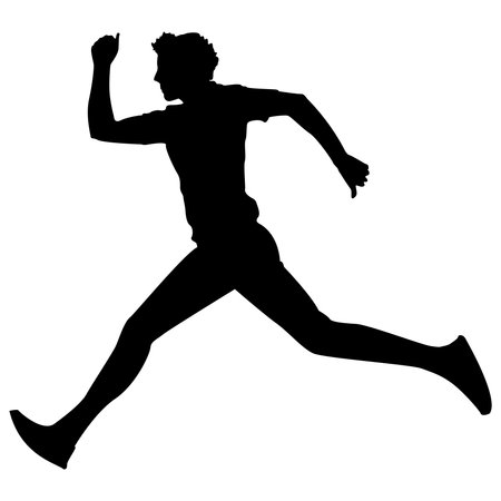 Running Silhouette Vector of Male Athlete, Sport, Chase, or Jog Icon for Fitness EPS Design, Isolated Style on White Backgroundのイラスト素材