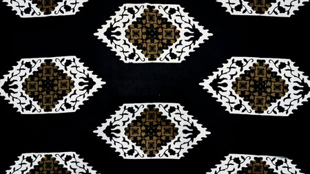 Authentic Black and White Batik Fabric Pattern from Indonesia with Traditional Heritage Textile Art...