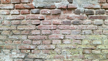 Horizontal Rows of Red Bricks and Gray Cement, Classic Wall Texture Suitable for Real Estate...
