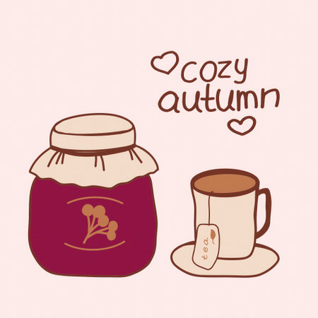 Tea and Jam Illustration vector Seasonal Tea and Jam Designのイラスト素材